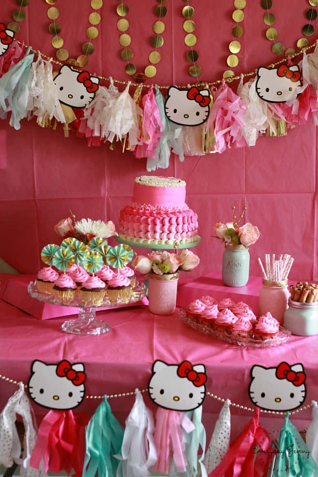 Adorable Hello Kitty Birthday Celebration Wallpaper Wallpaper