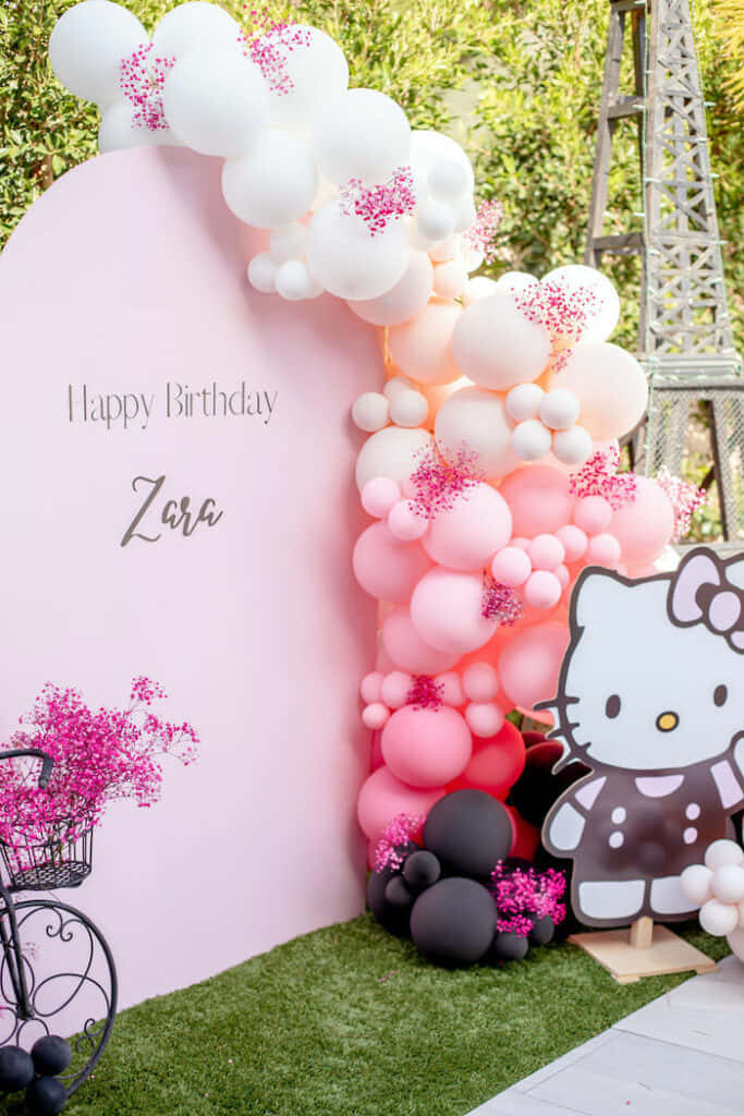 Adorable Hello Kitty Birthday Celebration Theme Wallpaper