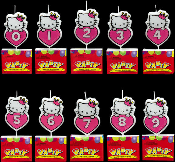 Hello Kitty Birthday Candlesand Banners PNG