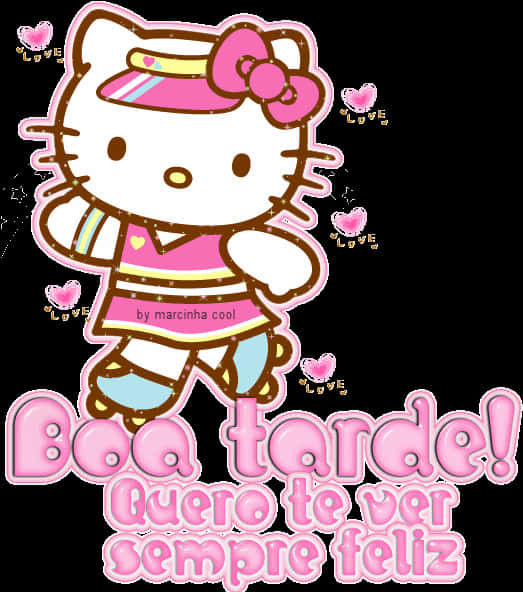 Hello Kitty Boa Tarde Wish PNG