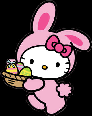 Hello Kitty Bunny Costume Easter Eggs PNG
