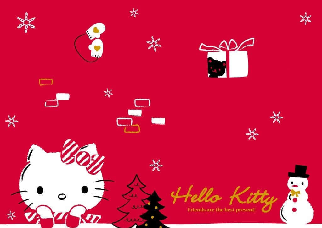 Hello Kitty Wishes You a Merry Christmas!" Wallpaper
