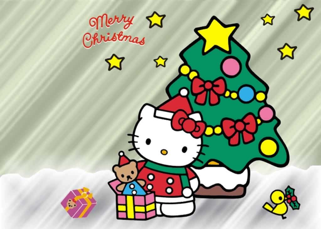 Experience the festive fun of a Hello Kitty Christmas" Wallpaper