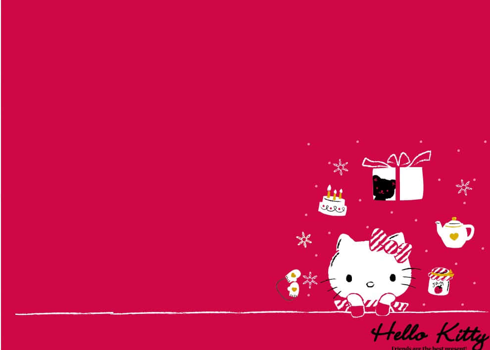 A Festive Hello Kitty in Xmas Gear Wallpaper