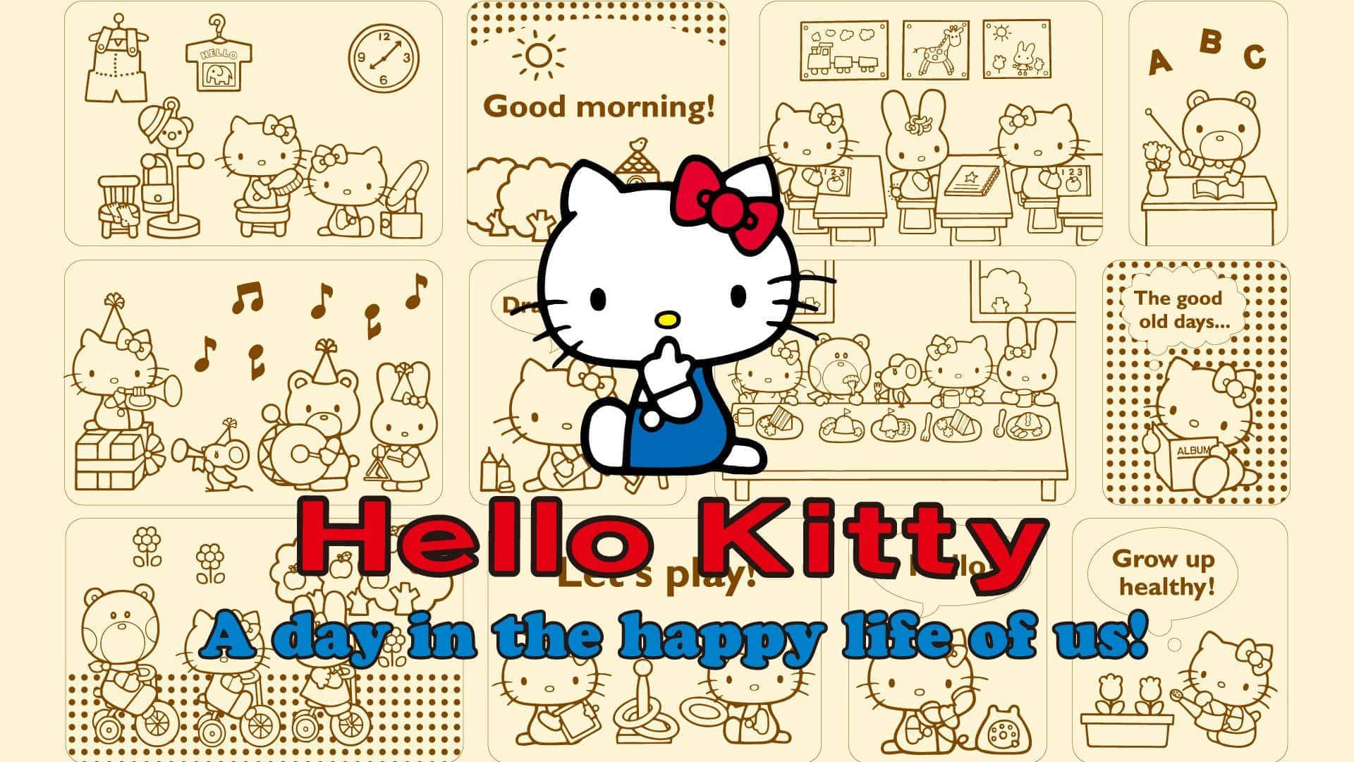 Hello Kitty Daily Life Illustration Wallpaper