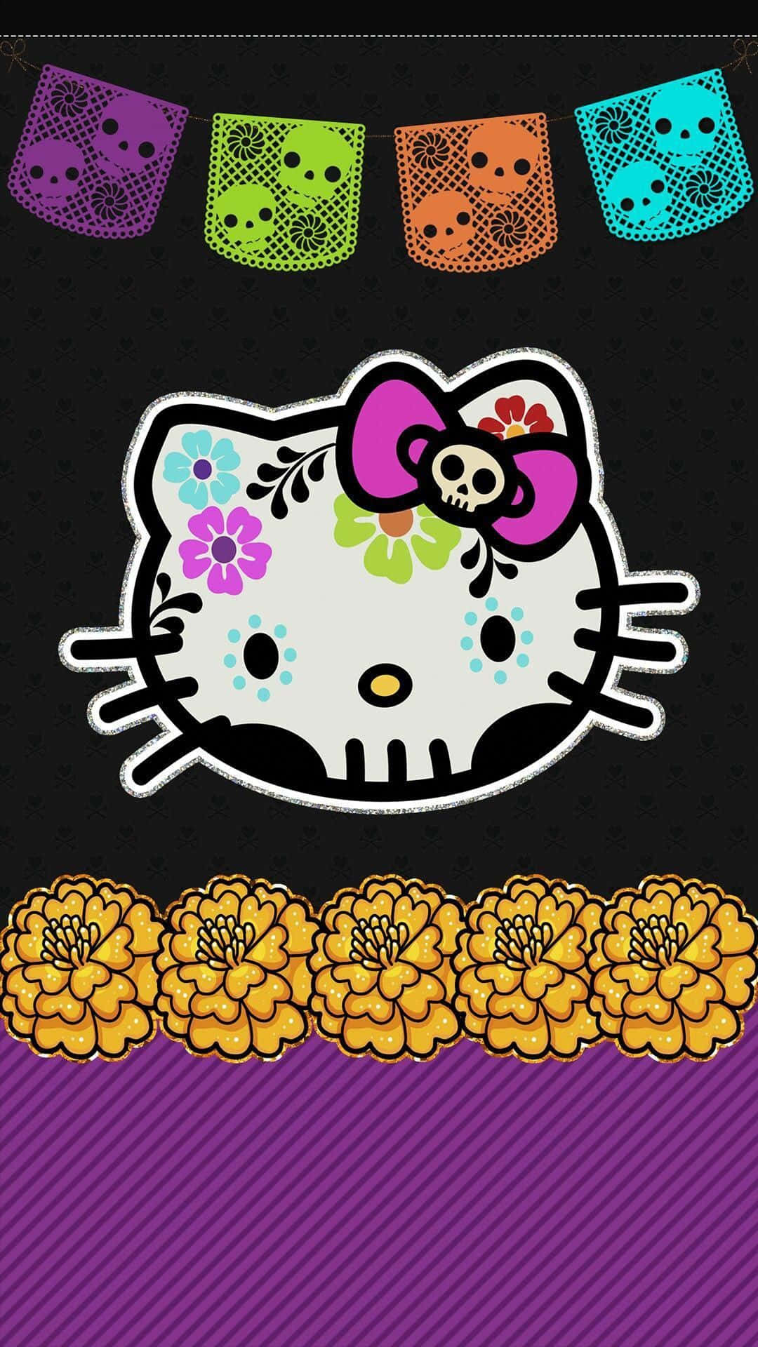 Hello Kitty Diadelos Muertos Theme Wallpaper