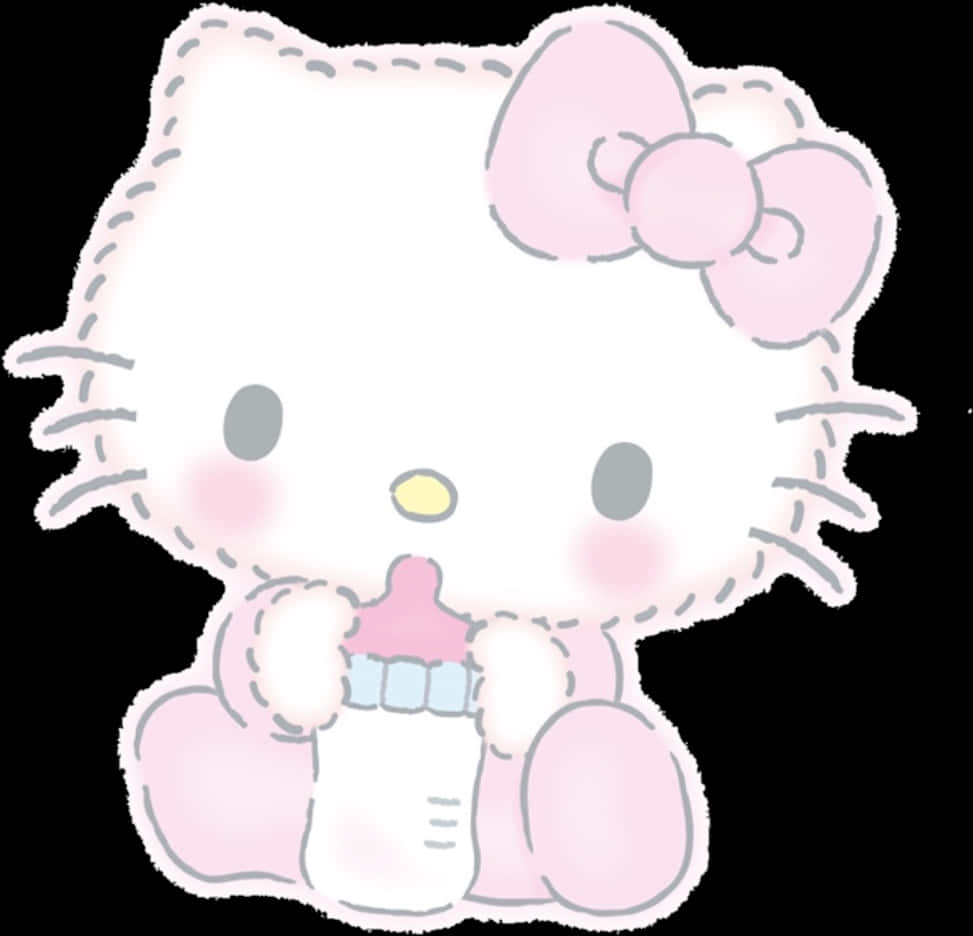 Hello Kitty Drinking Milk PNG