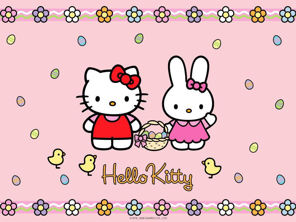 Hello Kitty having Easter fun Wallpaper