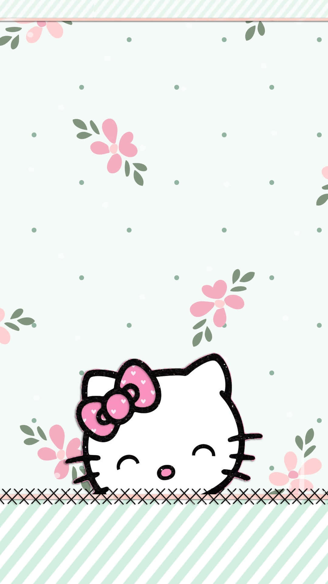 Hello Kitty Floral Background Wallpaper