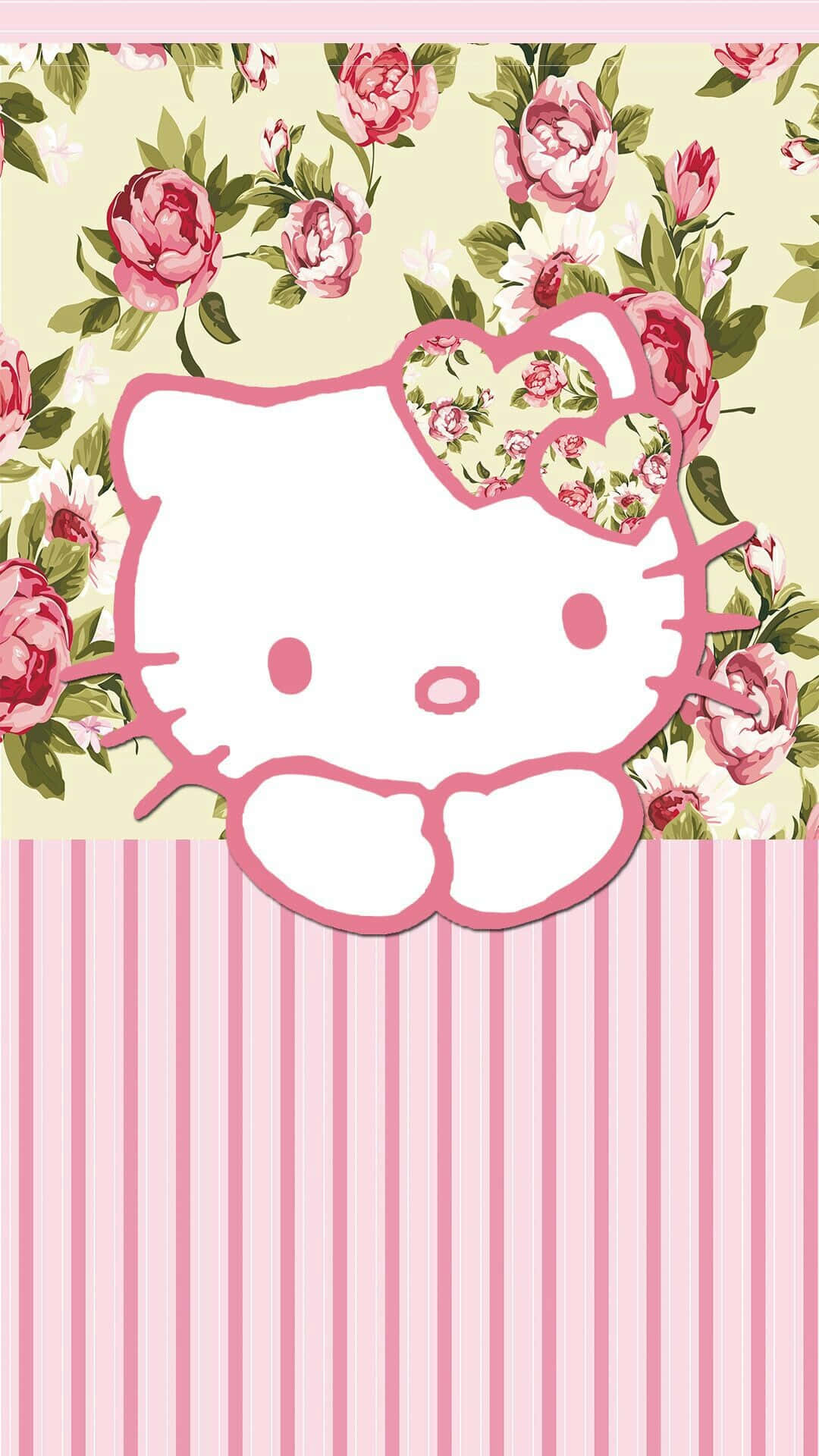 Hello Kitty Floral Background Wallpaper