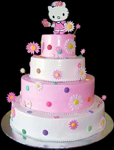 Hello Kitty Floral Birthday Cake PNG
