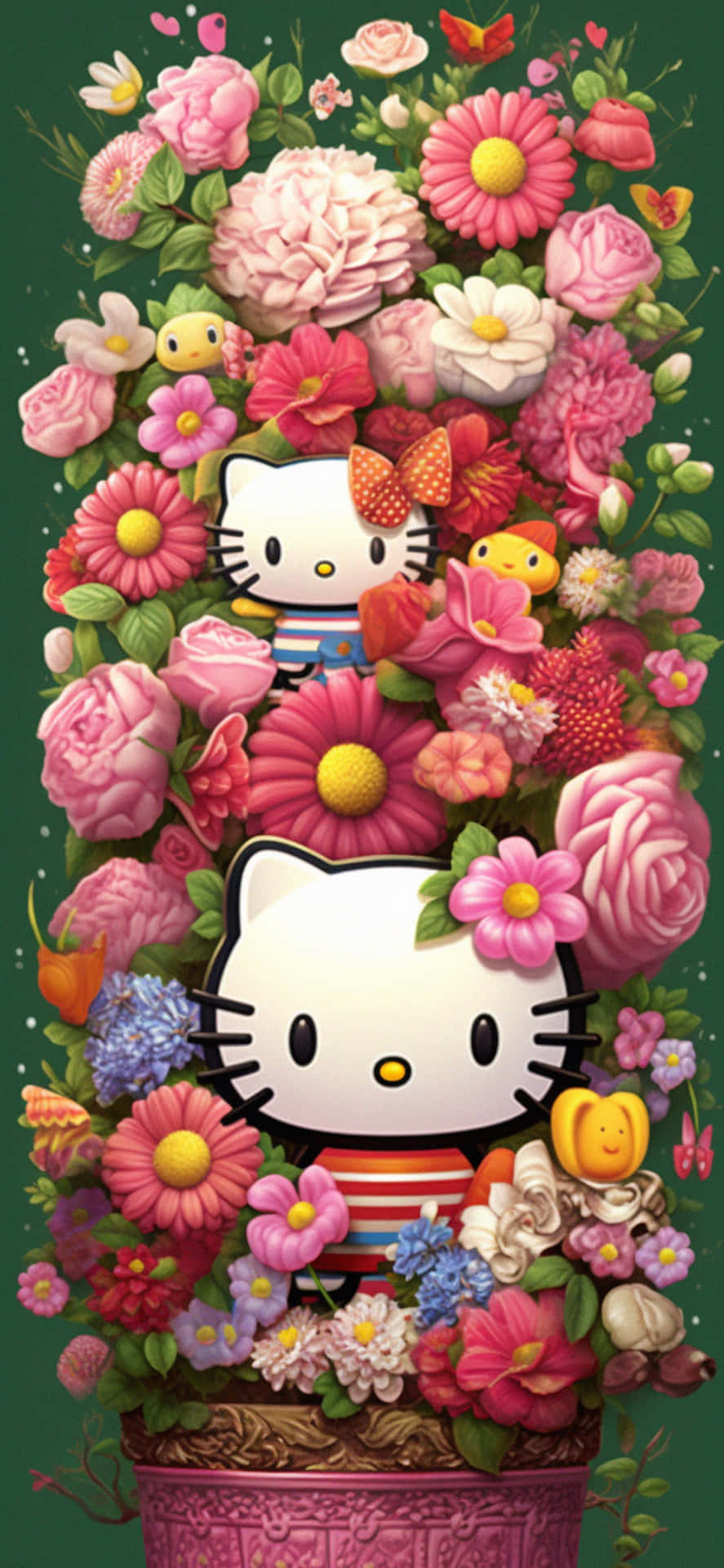 Hello Kitty Floral Overflow Wallpaper