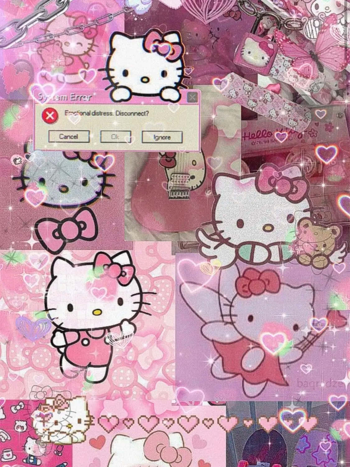 Hello Kitty Friends Pink Collage Aesthetic.jpg Wallpaper