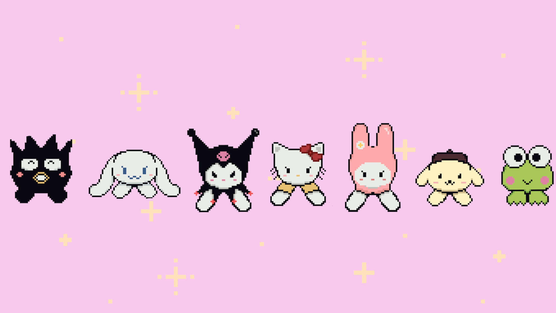 Hello Kitty Friends Pixel Art Wallpaper