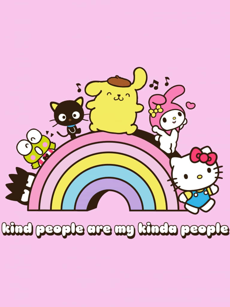 Hello Kitty Friends Rainbow Aesthetic Wallpaper