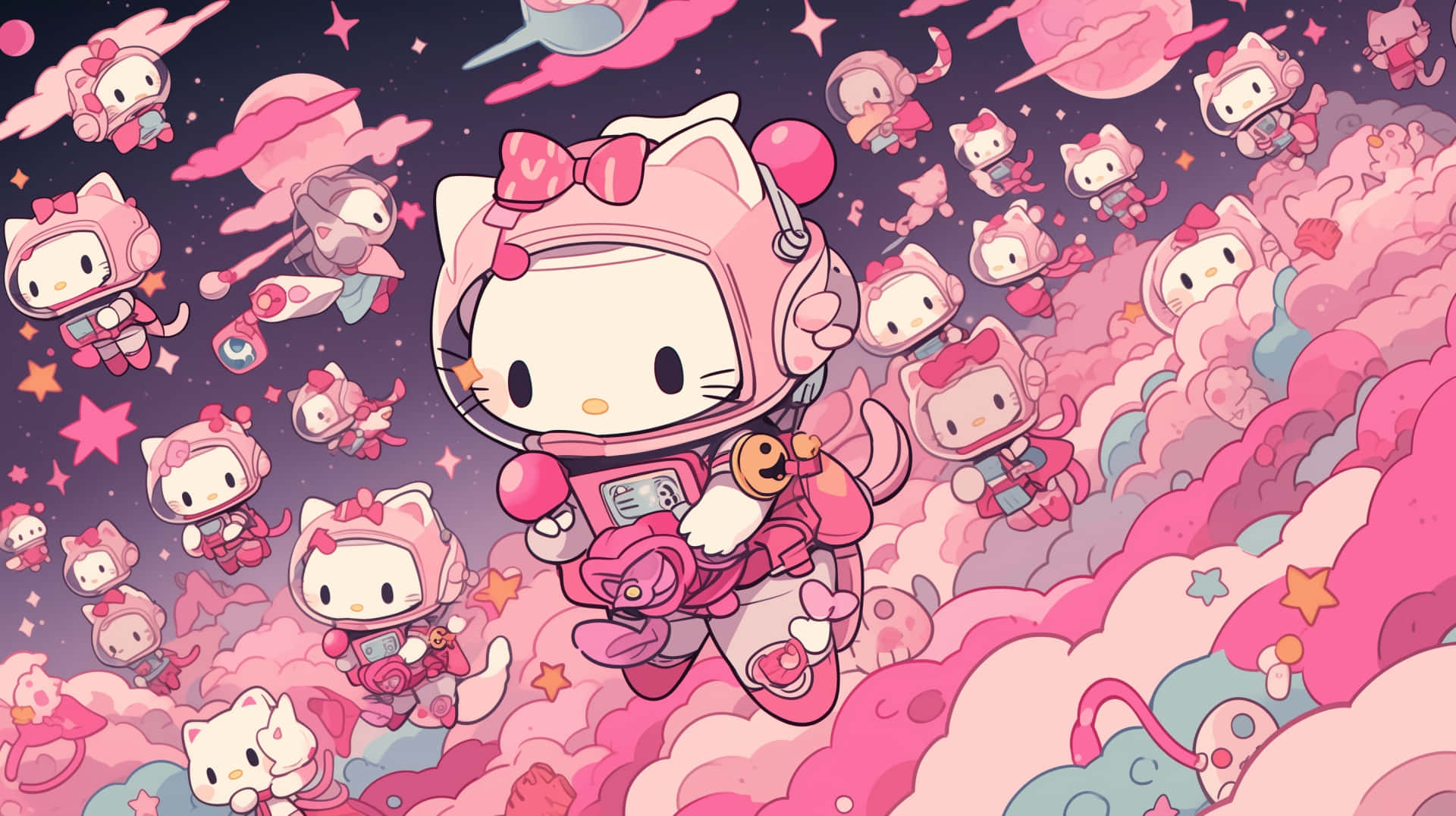 Hello Kitty Friends Space Adventure Wallpaper