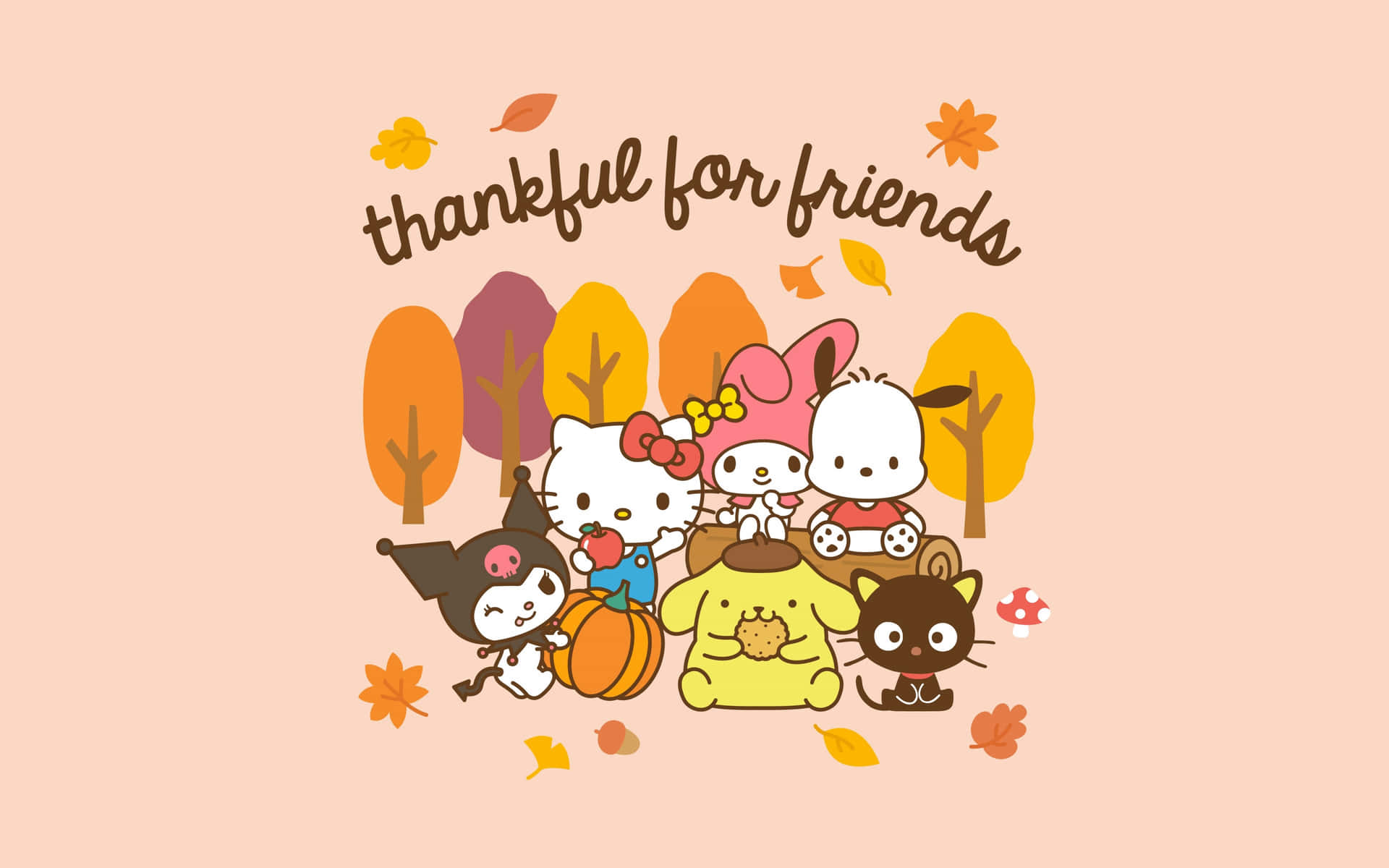 Hello Kitty Friends Thanksgiving Aesthetic Wallpaper