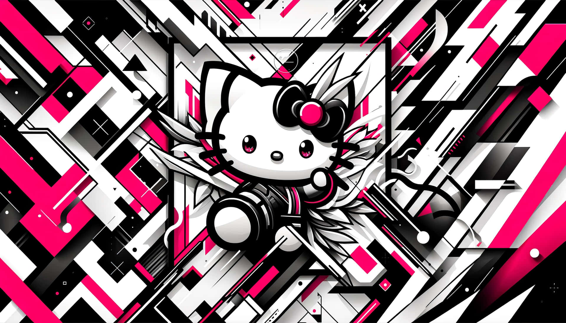 Hello Kitty Futuristic Abstract Art Wallpaper