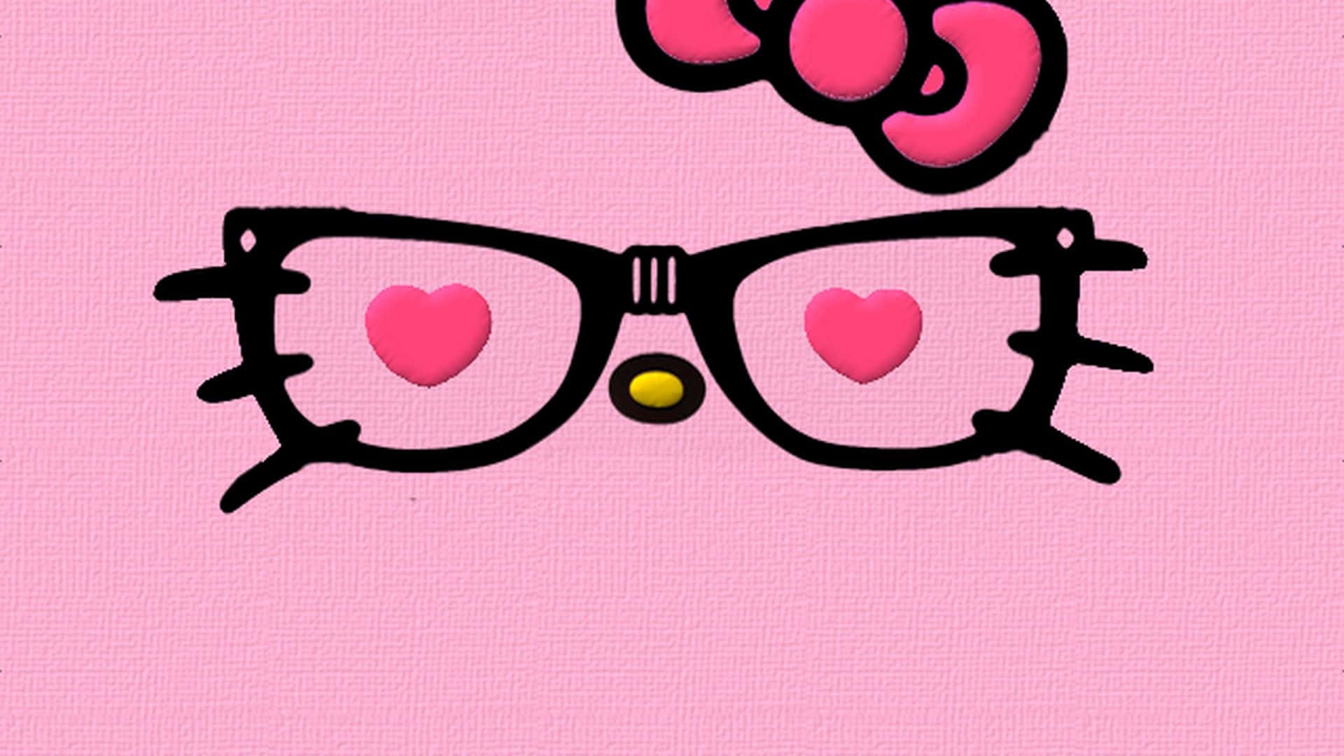 Hello Kitty Glasses Pink Background Wallpaper