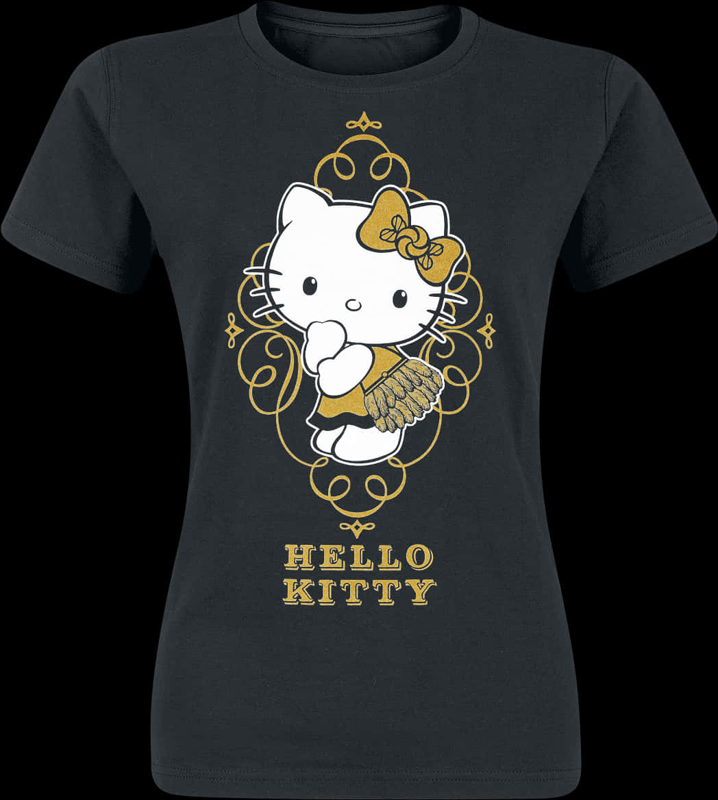 Hello Kitty Golden Ribbon T Shirt Design PNG