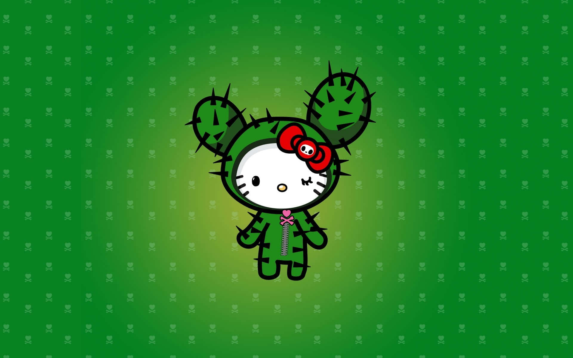 Hello Kitty Green Y2 K Background Wallpaper