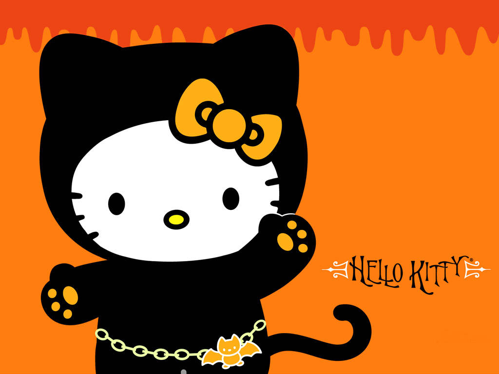 A Spooky Hello Kitty Halloween Adventure Wallpaper