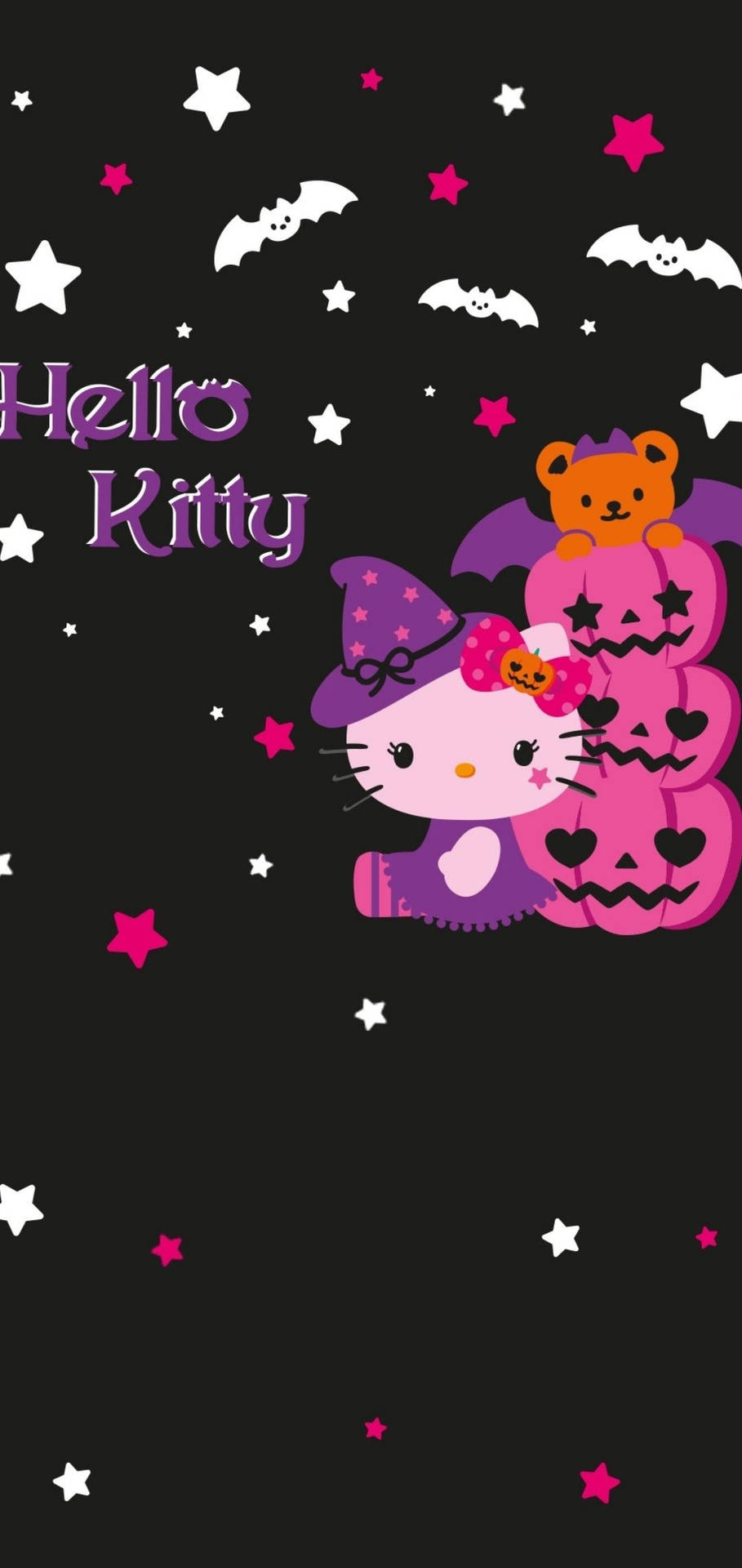 Hello Kitty Halloween Pink Jack O'Lanterns Wallpaper