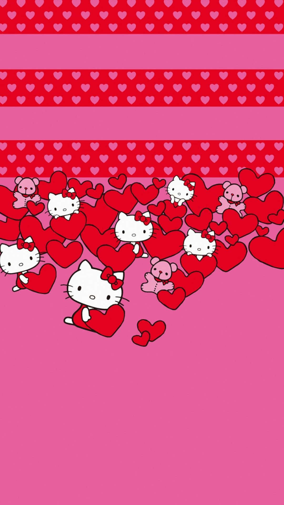 Hello Kitty Hearts Pattern Wallpaper