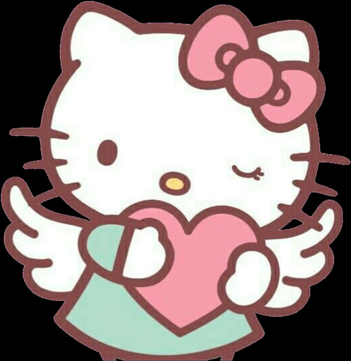 Hello Kitty Holding Heart PNG