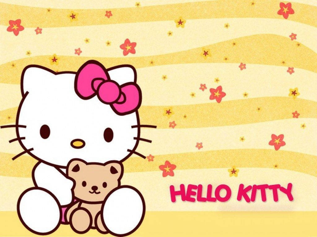 Hello Kitty In Cute Yellow Background Wallpaper