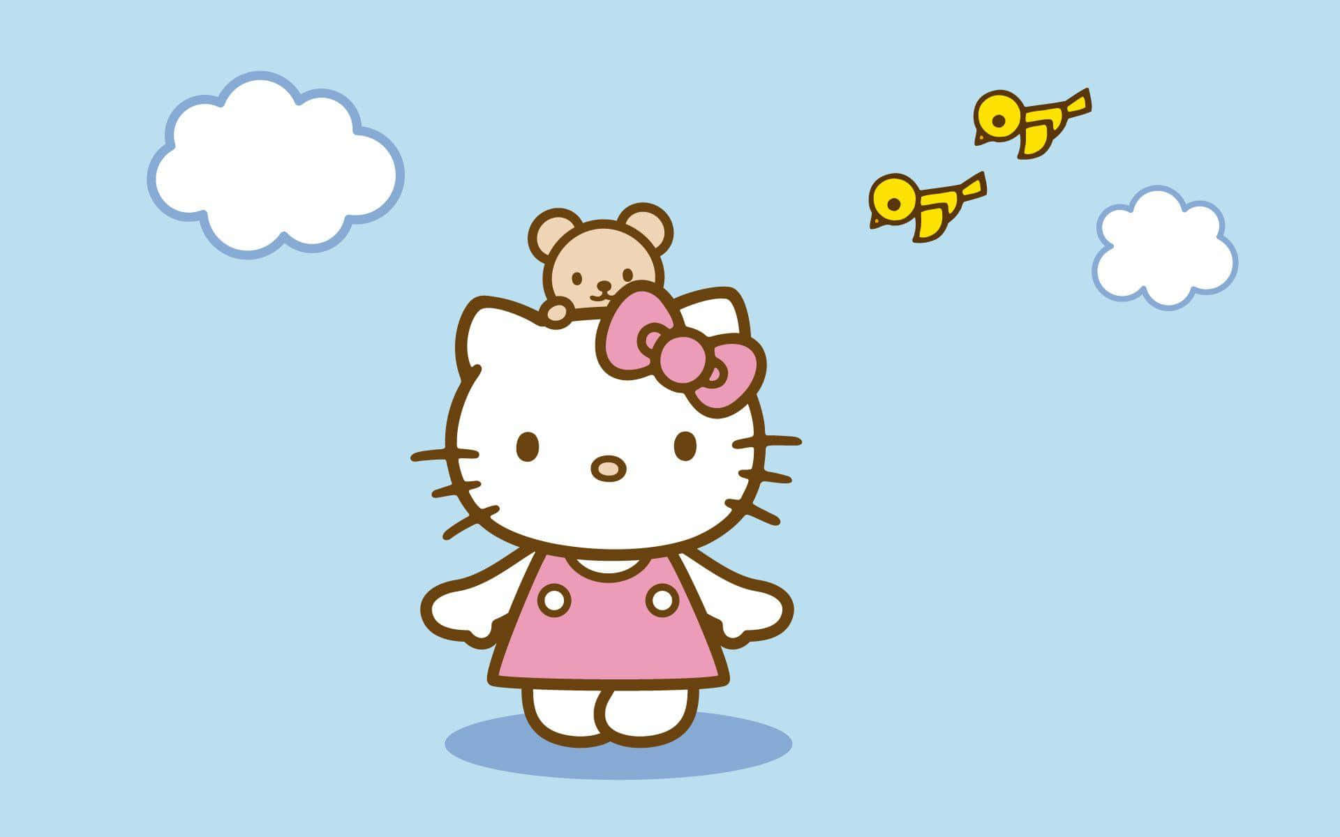 Transform your digital space with this sleek Hello Kitty Laptop Wallpaper
