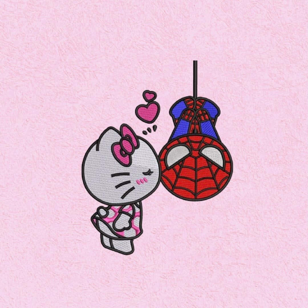 Hello Kitty Loves Spiderman Wallpaper