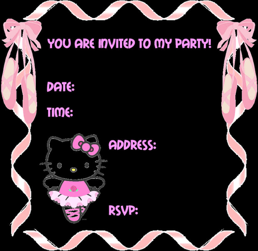Hello Kitty Party Invitation Template PNG