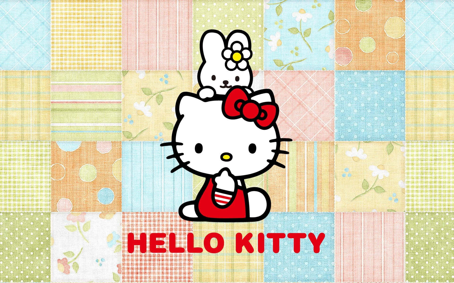 Hello Kitty Patchwork Background Wallpaper
