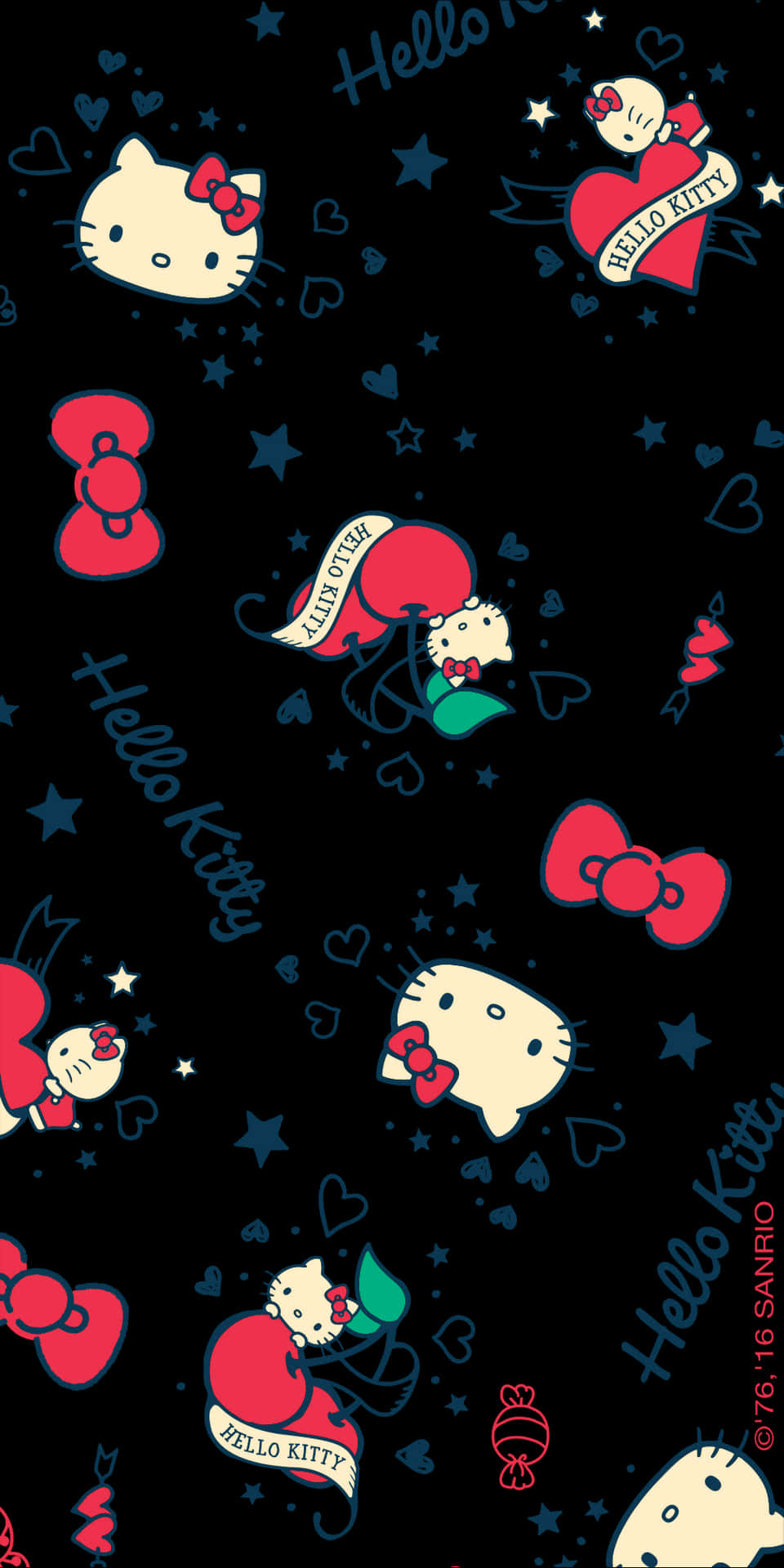 Hello Kitty Pattern Wallpaper PNG