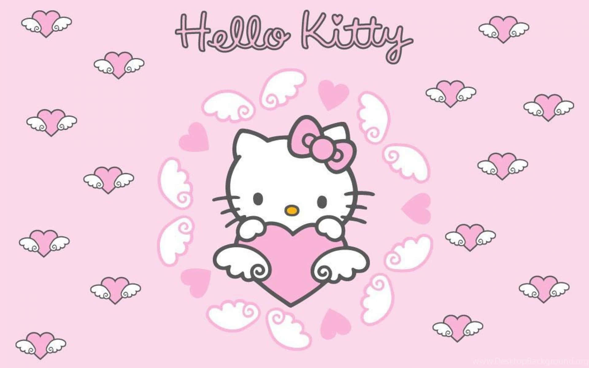 Preparatiad Affrontare La Giornata Con Un Pc Di Hello Kitty! Sfondo