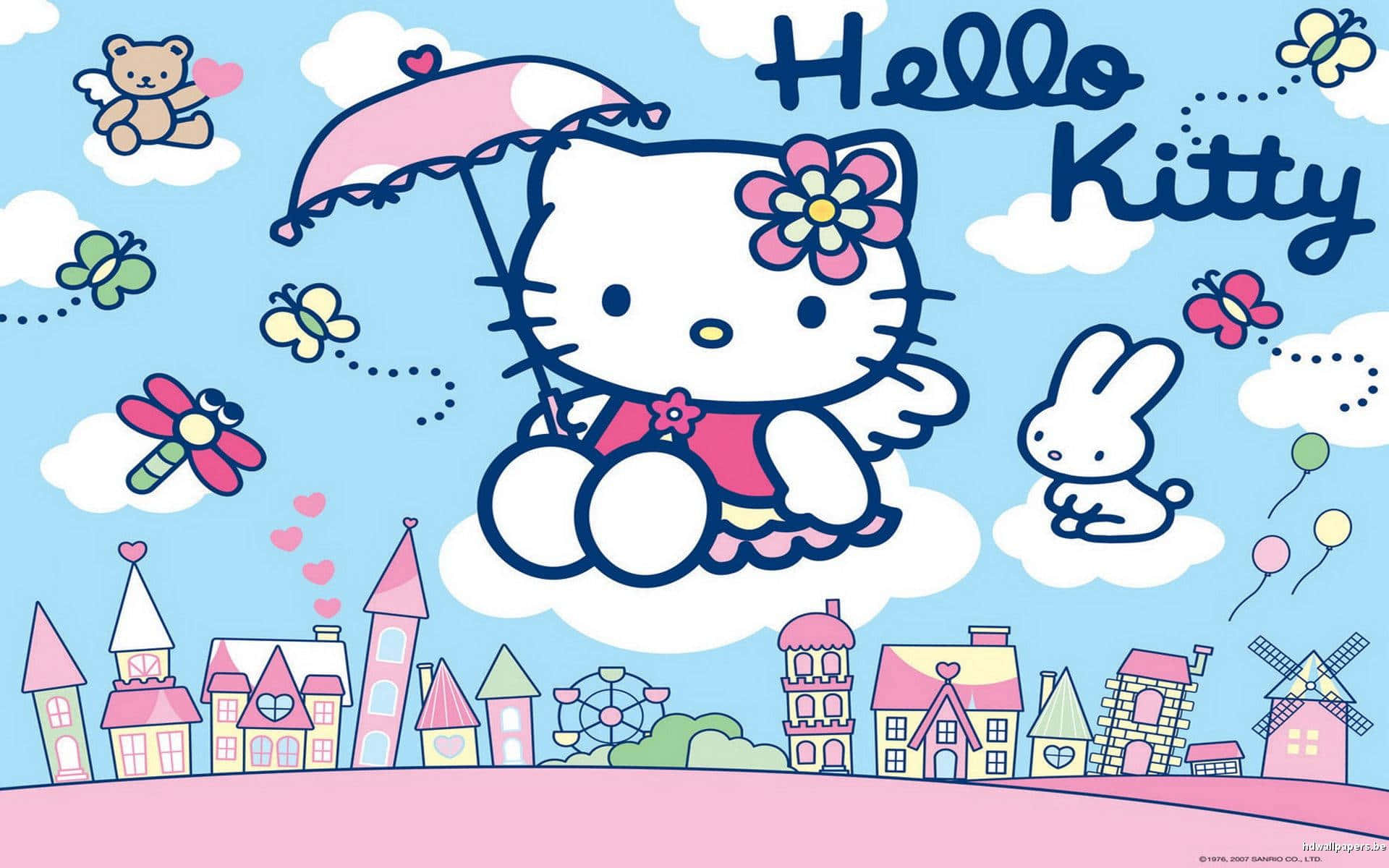 Siger hej til den klassiske Hello Kitty PC tapet! Wallpaper