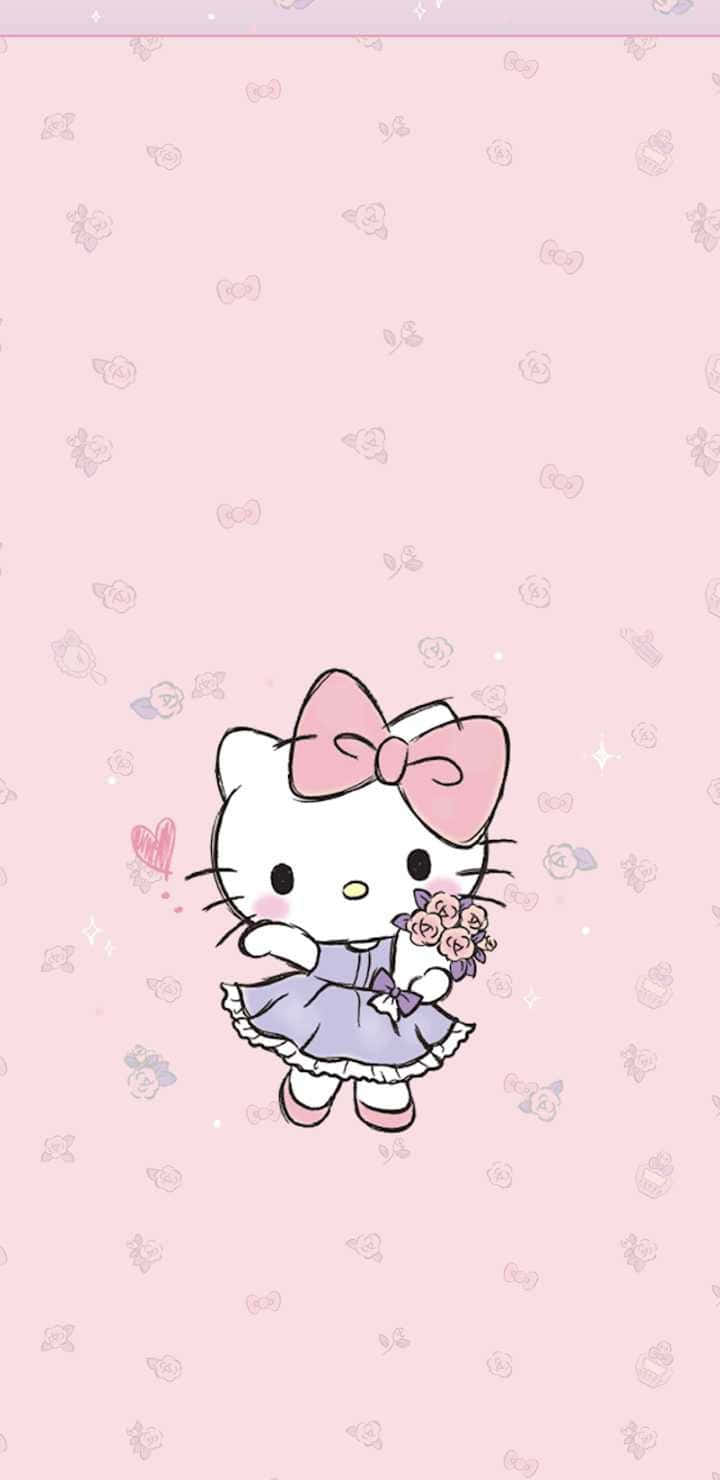 Hello Kitty Pink Background Mobile Wallpaper Wallpaper