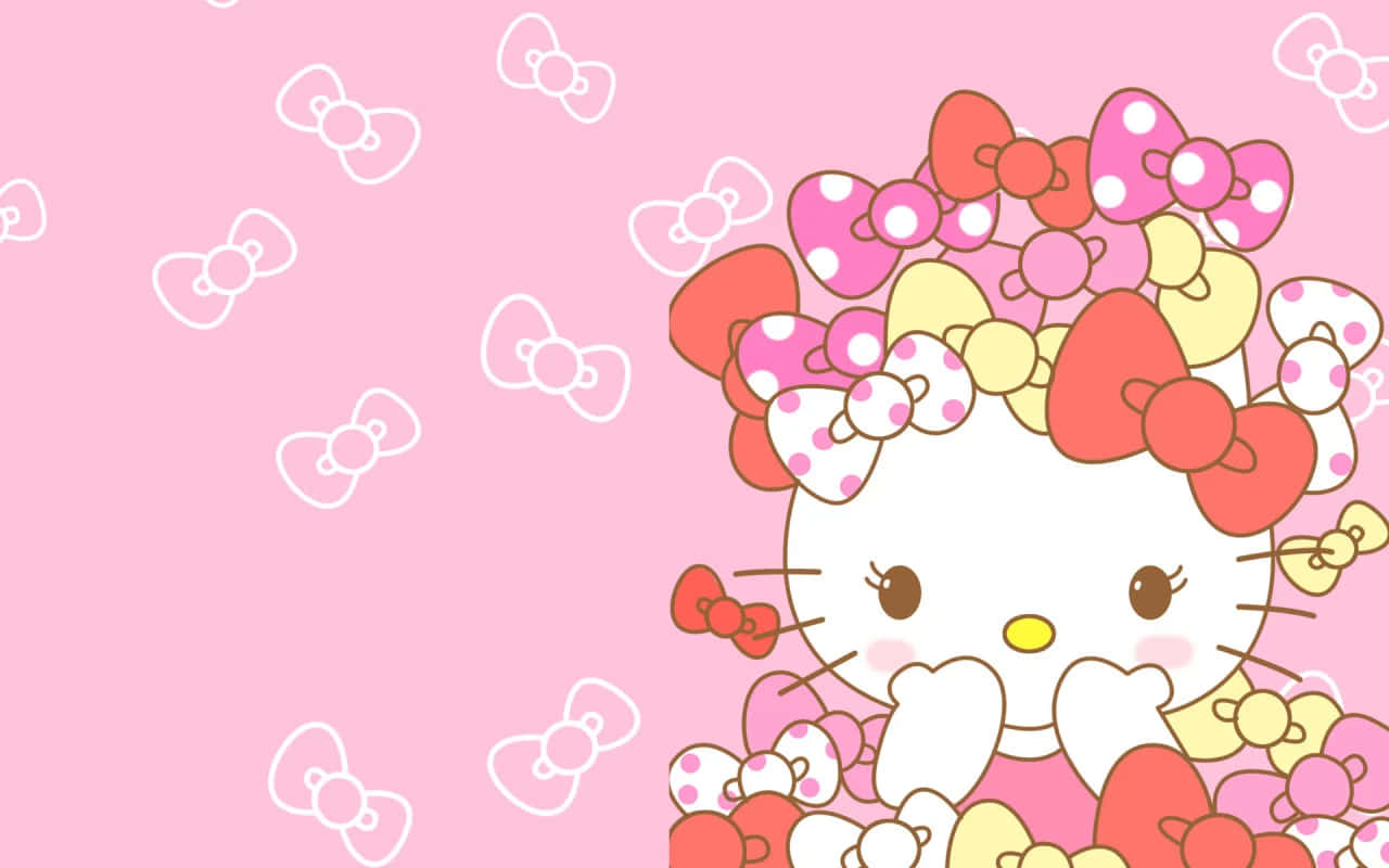 Hello Kitty Pink Bow Pattern Wallpaper