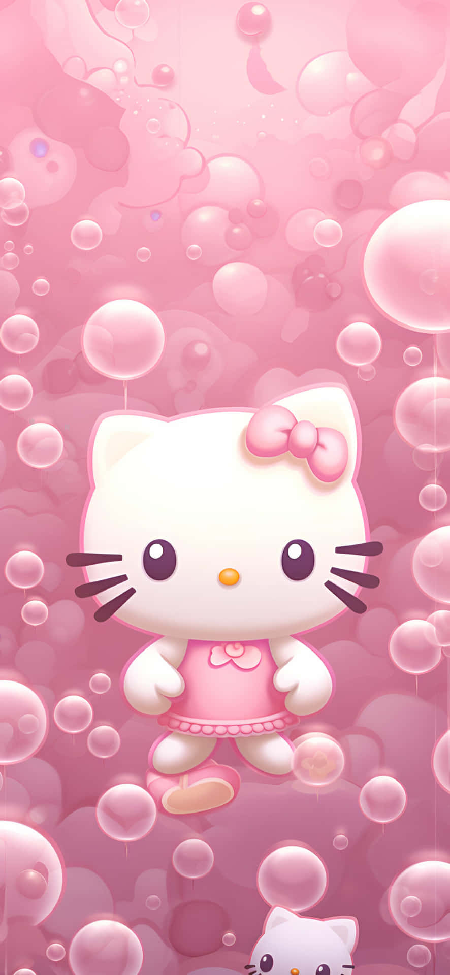 Hello Kitty Pink Bubbles Background Wallpaper