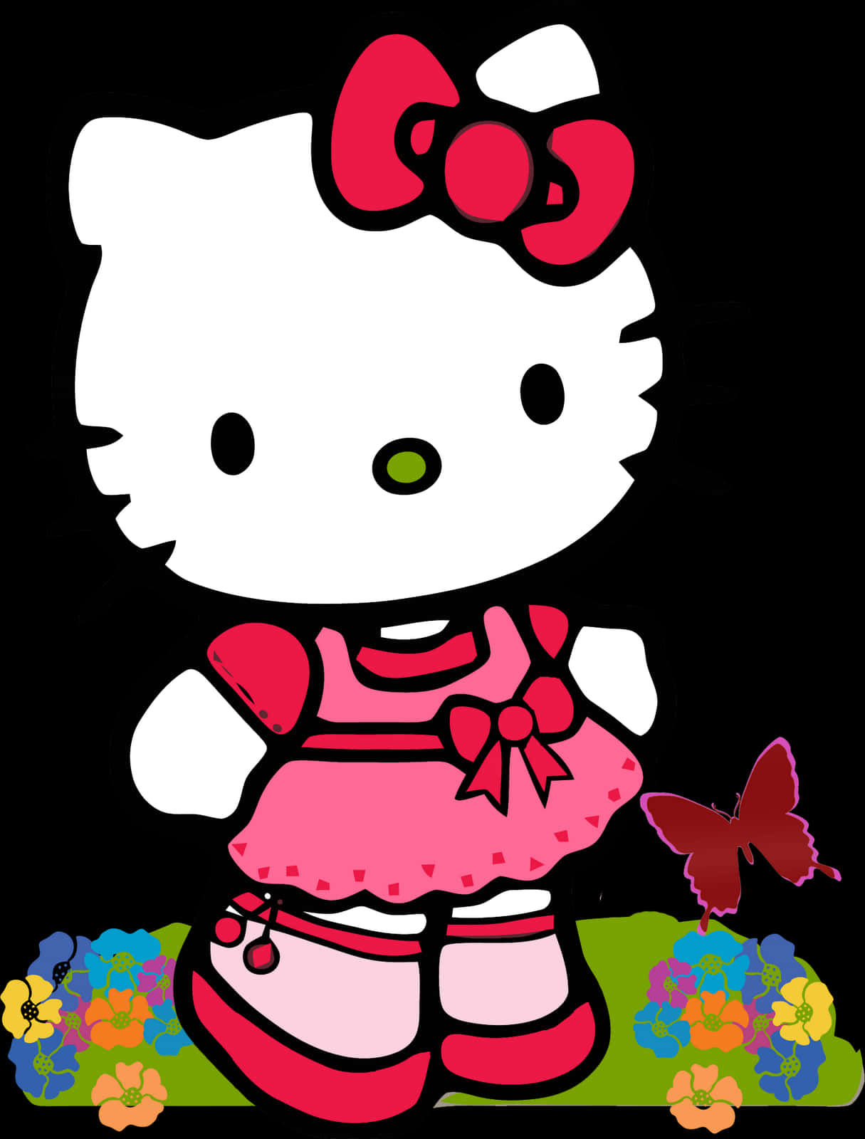 Hello Kitty Pink Dress Butterfly PNG