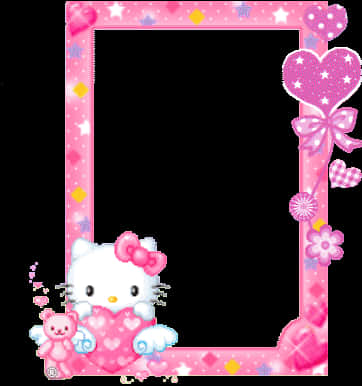 Hello Kitty Pink Heart Frame PNG