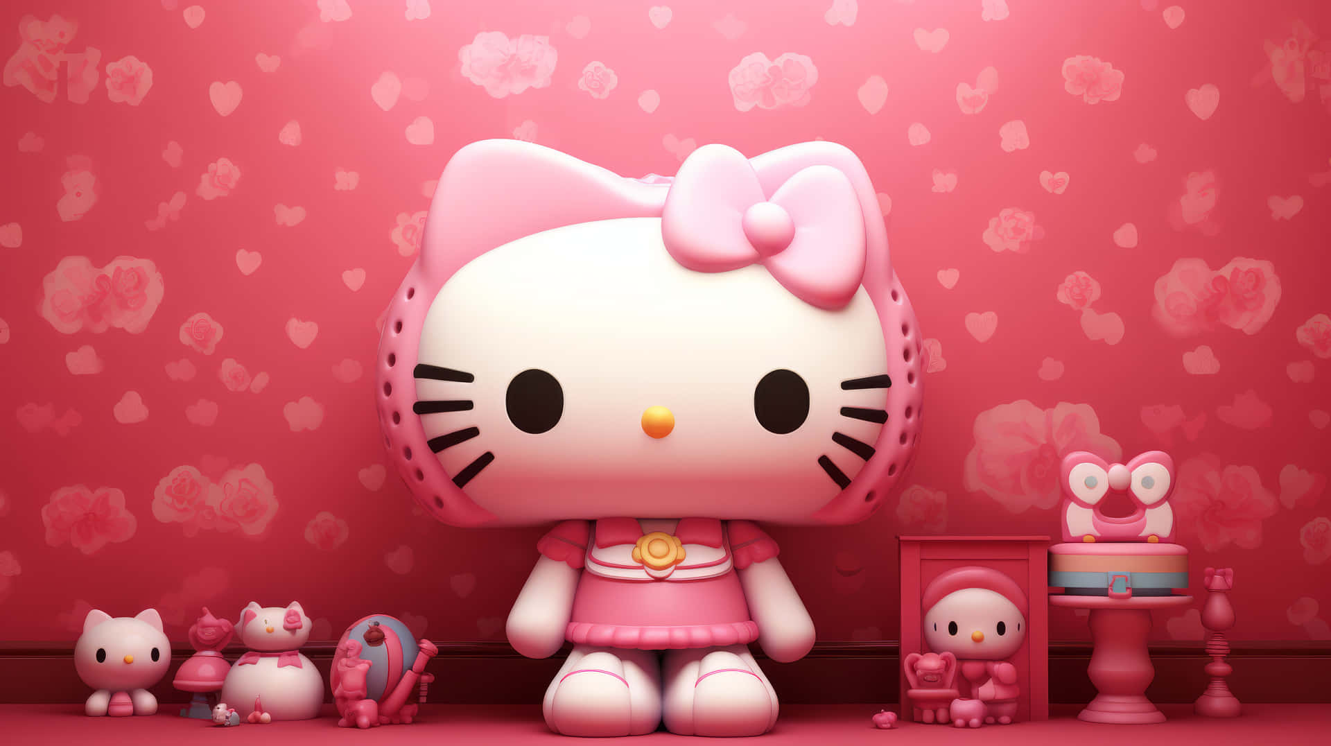 Hello Kitty Pink Room3 D Render Wallpaper