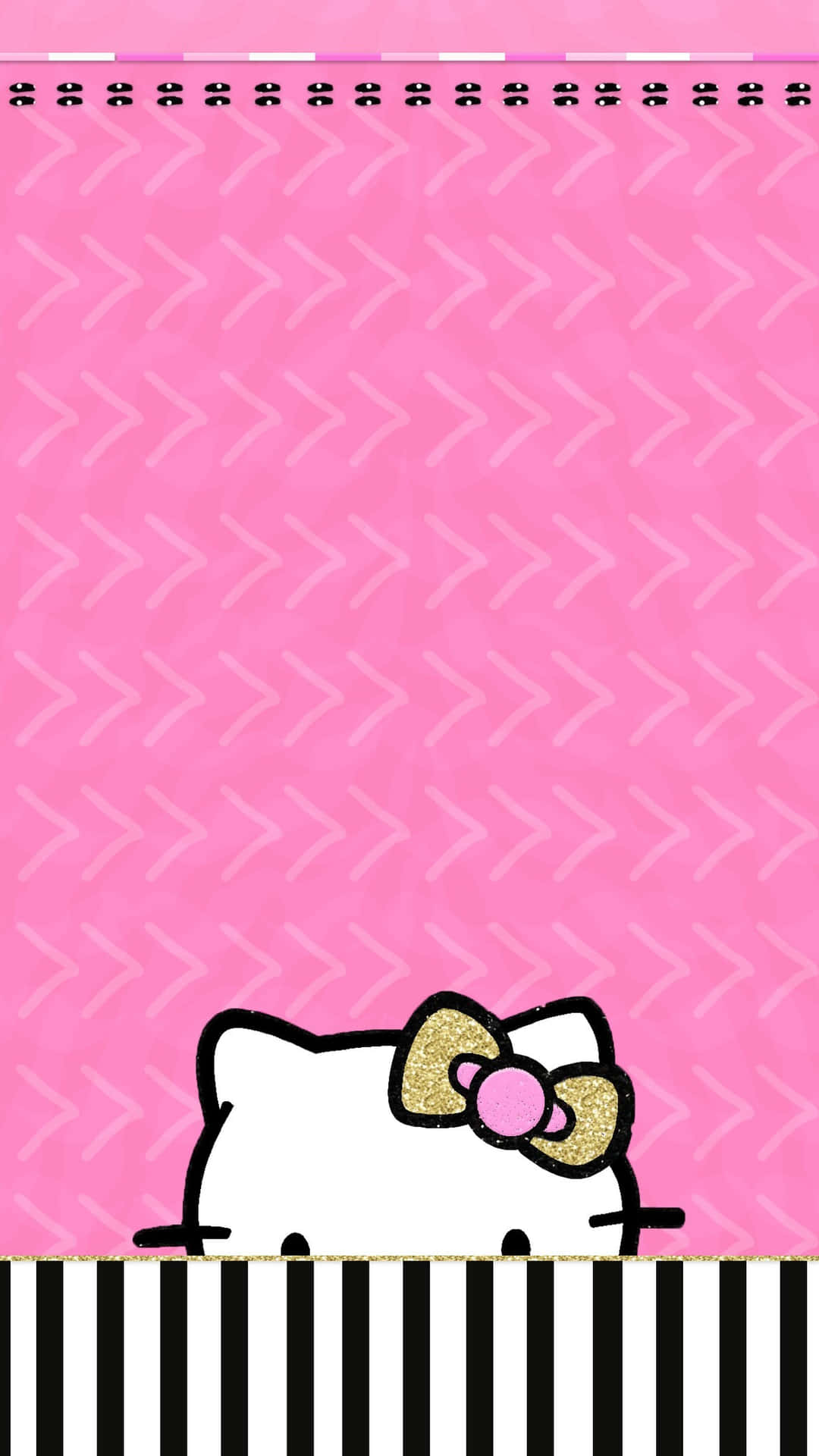 Hello Kitty Pink Striped Background Wallpaper