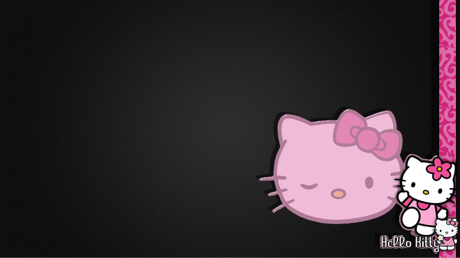 Hello Kitty Pinkand Black Background Wallpaper