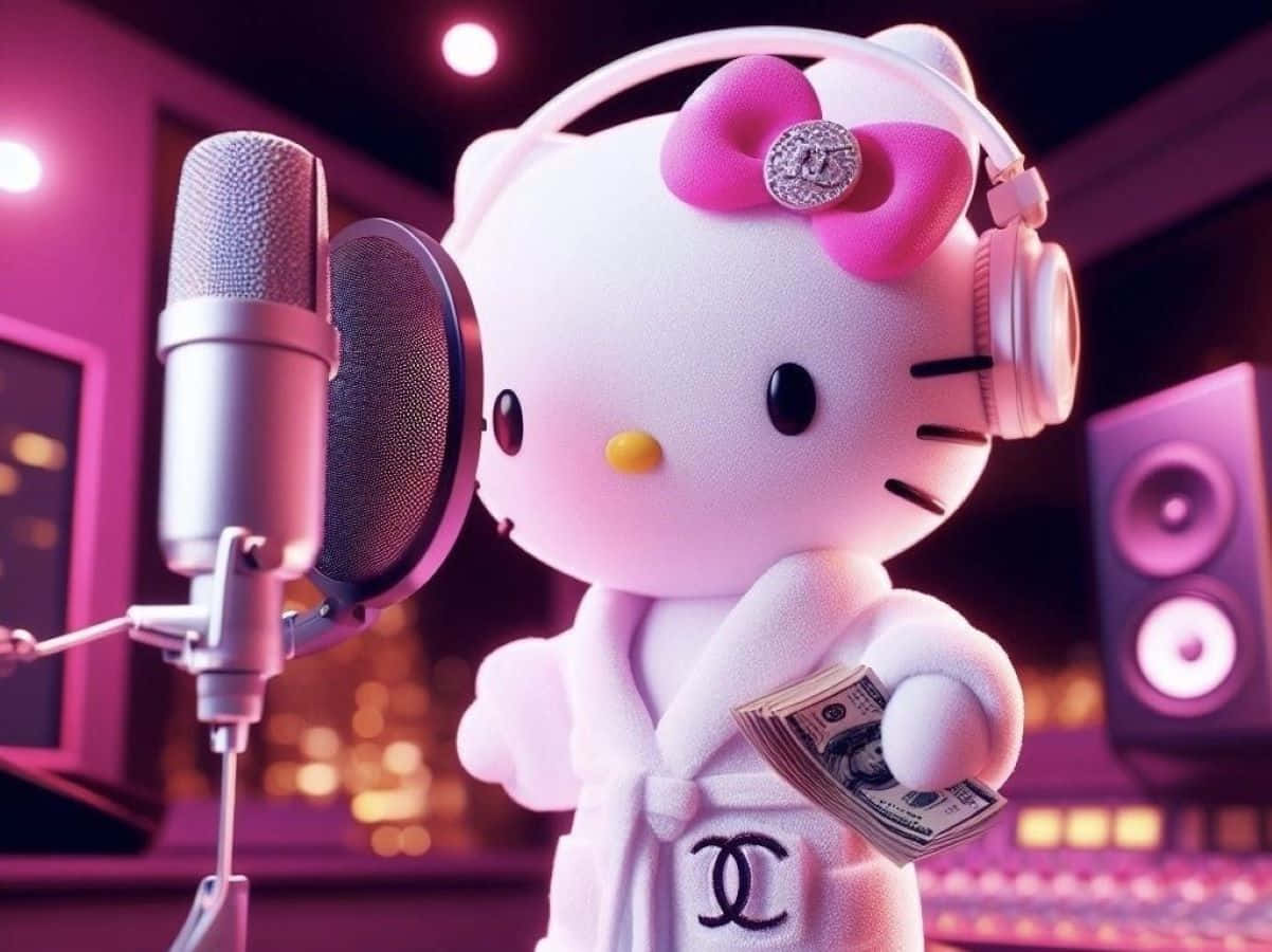 Hello Kitty Rapper Studio Sessie Achtergrond