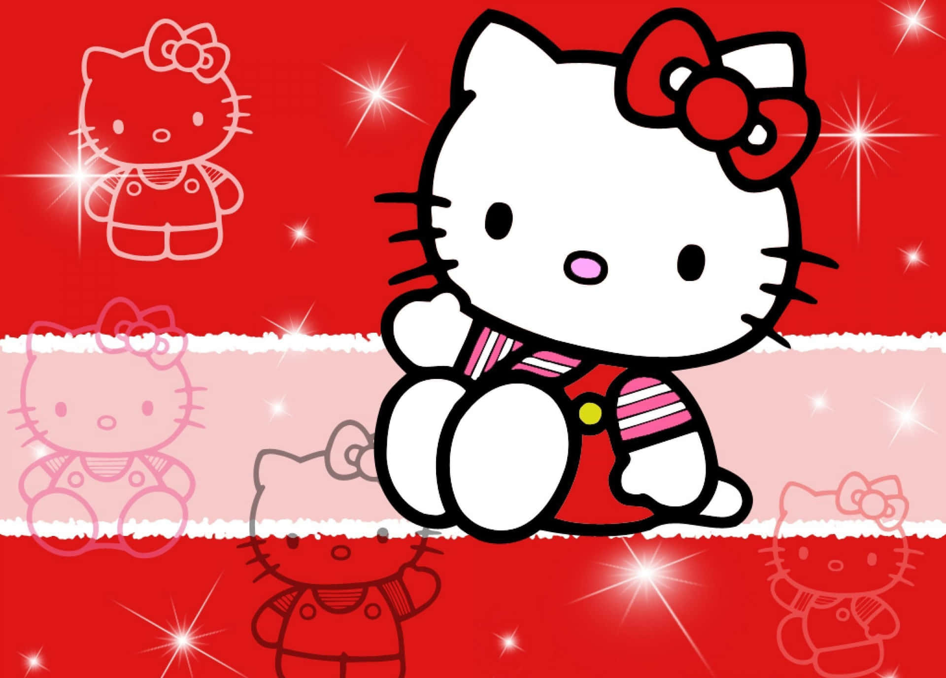 Hello Kitty Red Sparkle Background Wallpaper