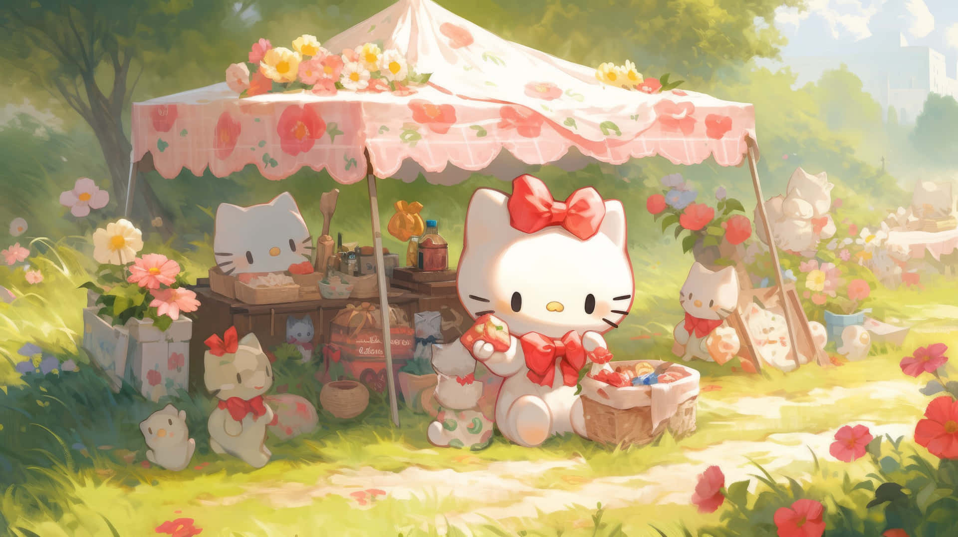 Hello Kitty Sanrio Picnic Scene Wallpaper