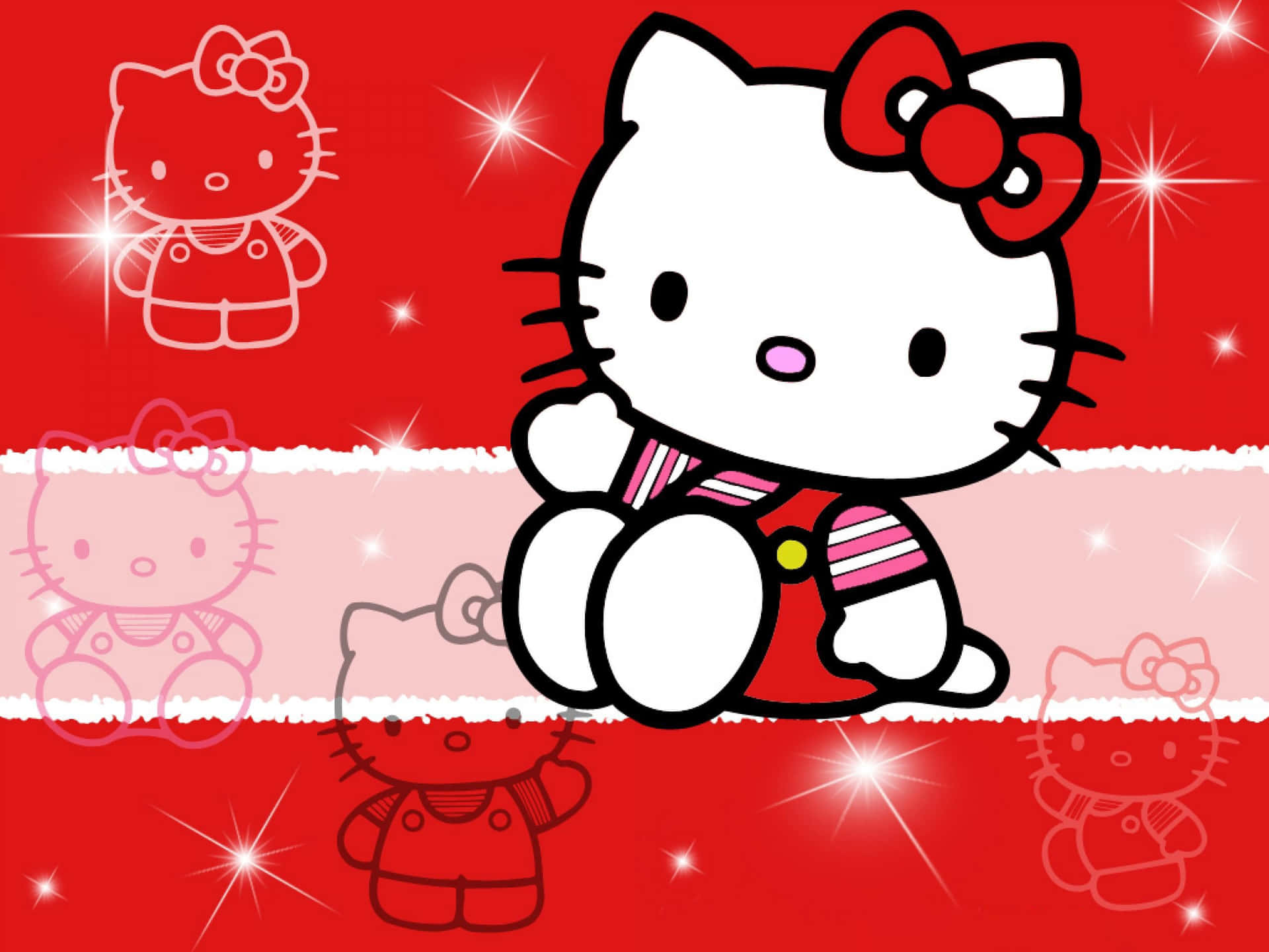 Hello Kitty Sparkling Red Background Wallpaper
