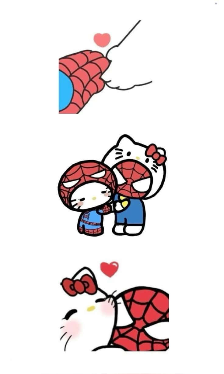 Hello Kitty Spiderman Crossover Wallpaper